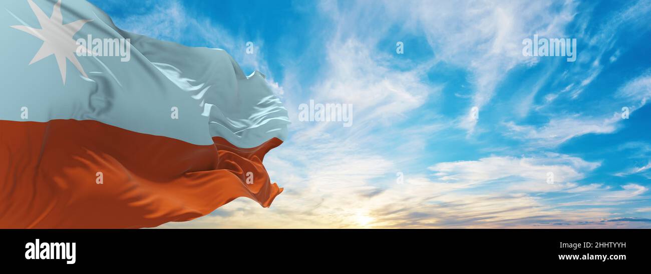 flag of Murrawarri Republic , Australia at cloudy sky background on