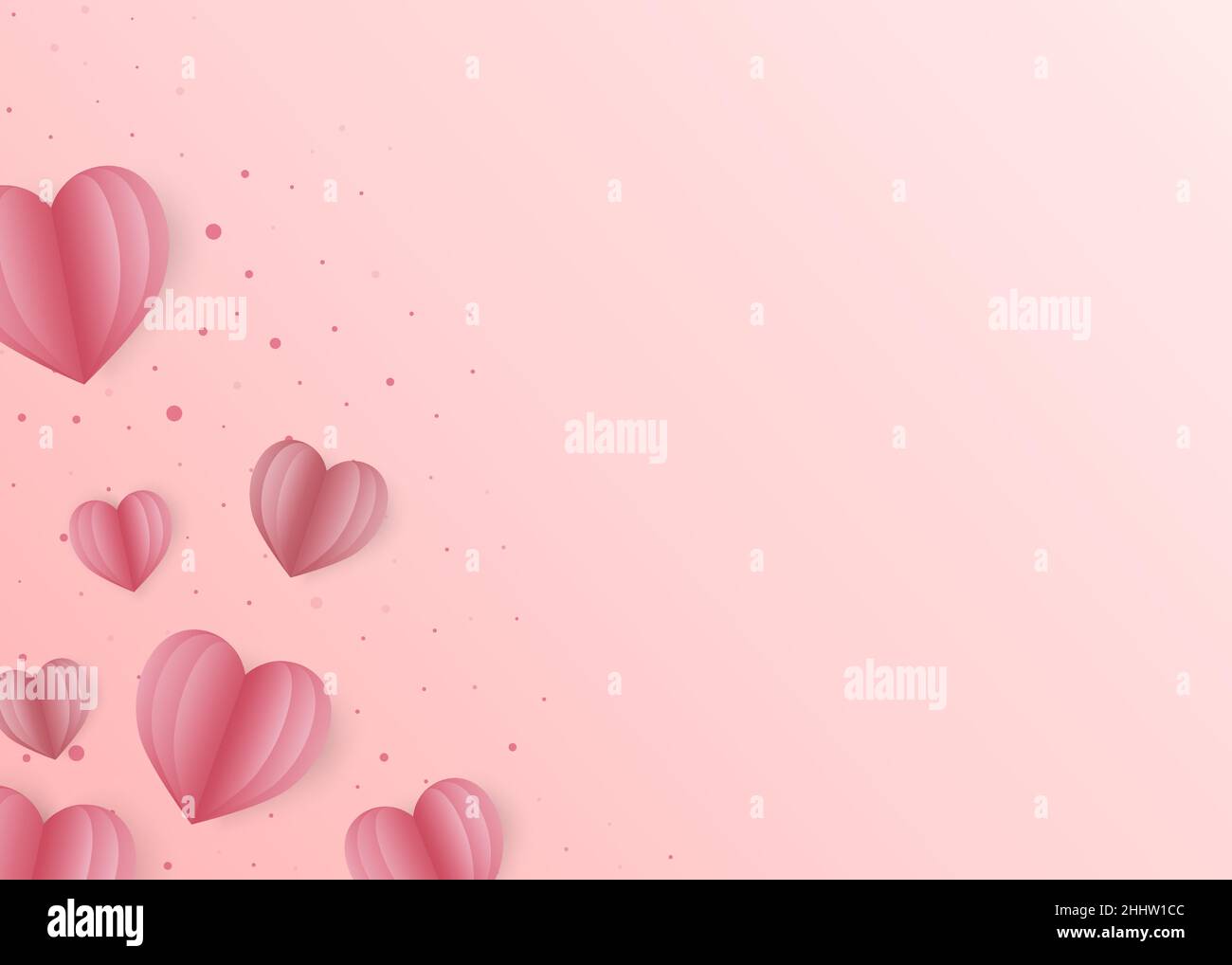 Happy Valentines Day greeting card with heart in papercut style. Pink ...