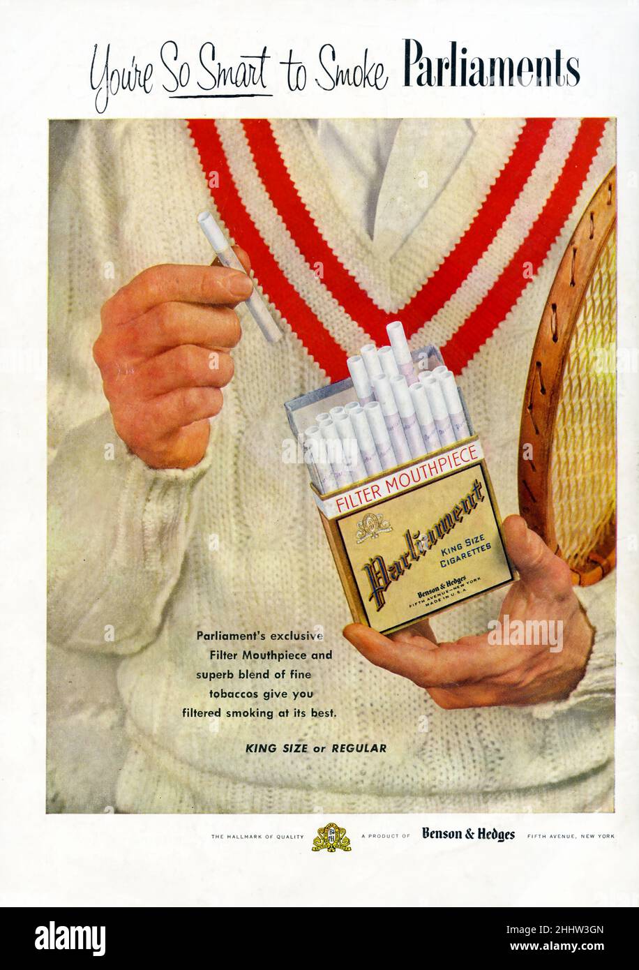 1950s era magazine ad for Parliament cigarettes. Stock Photo