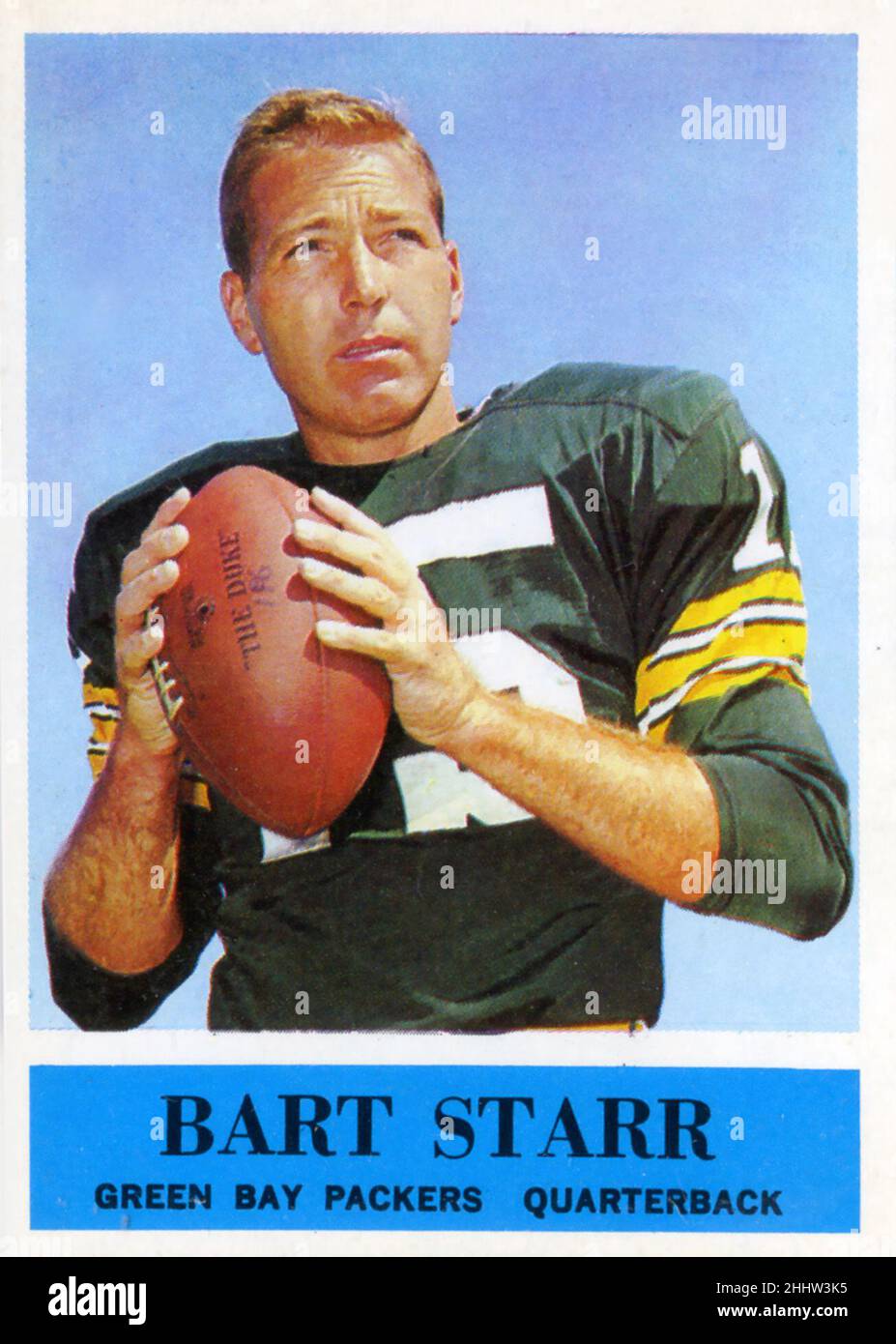 1964 Philadelphia Gum football card of Bart Starr the quarterback with the Green By Packers of the NFL. Stock Photo
