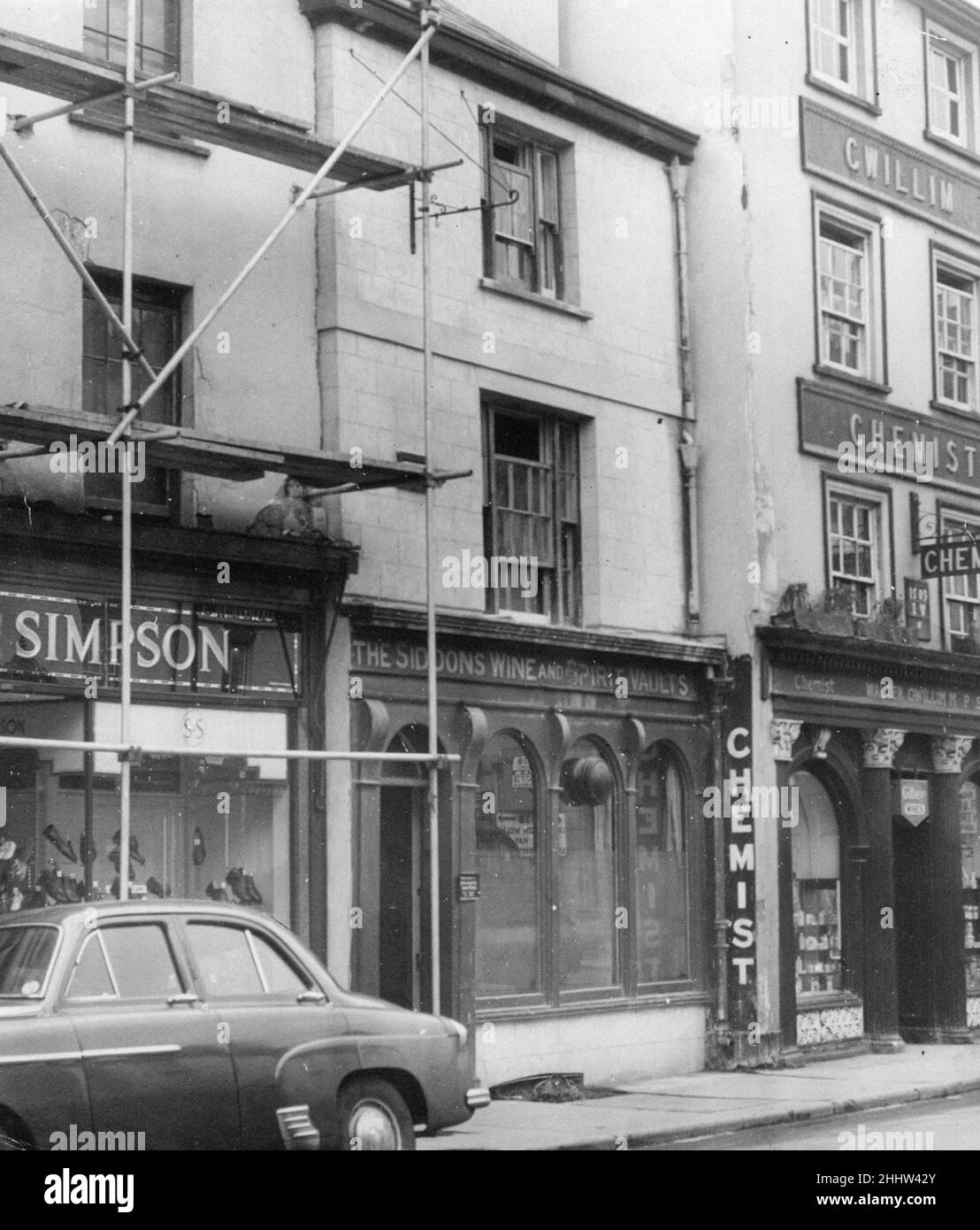The Siddon Arms in Brecon, a market town and community in Powys, Mid Wales, 24th February 1954. Aka  The Sarah Siddons Inn. Stock Photo