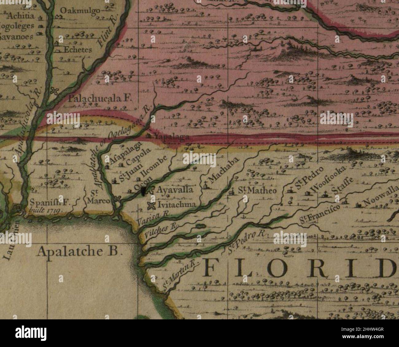 Map detail showing northwestern - Map Detail Showing Northwestern Florida Including The Region Of The Spanish Apalachee Province 2HHW4GR 