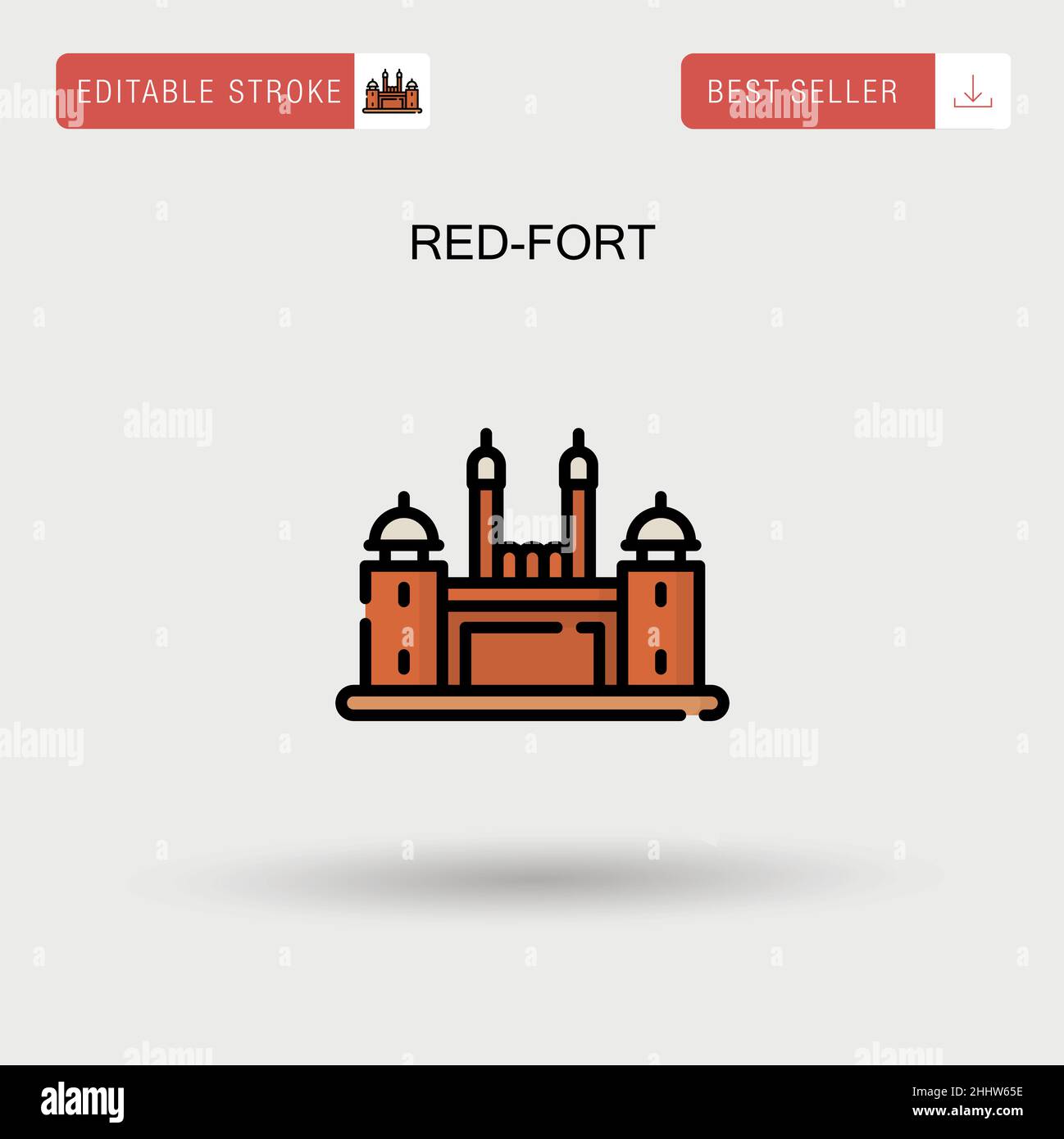 Red-fort Simple vector icon. Stock Vector