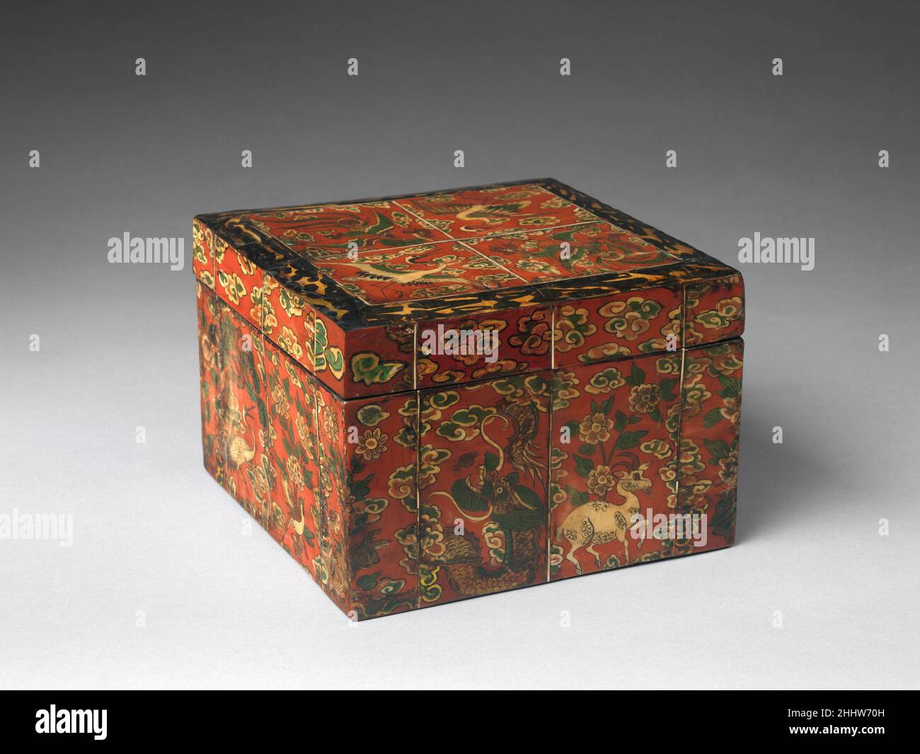 Old Painted Tibetan Chest With Later Painting - 19thC Old Painted Tibetan Chest With Later Painting - 19thC