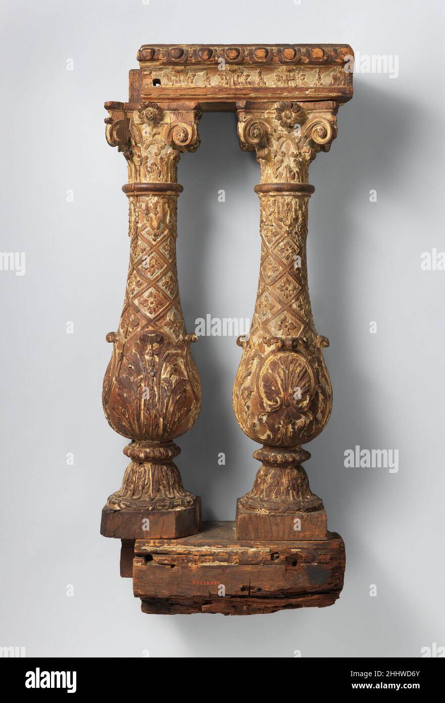 Pair of balusters late 17th century French. Pair of balusters  189735 French, Pair of balusters, late 17th century, Carved and originally painted and gilded, oak, Height (each): 34 in. (86.4 cm). The Metropolitan Museum of Art, New York. Gift of J. Pierpont Morgan, 1906 (07.225.483a, b) Stock Photo