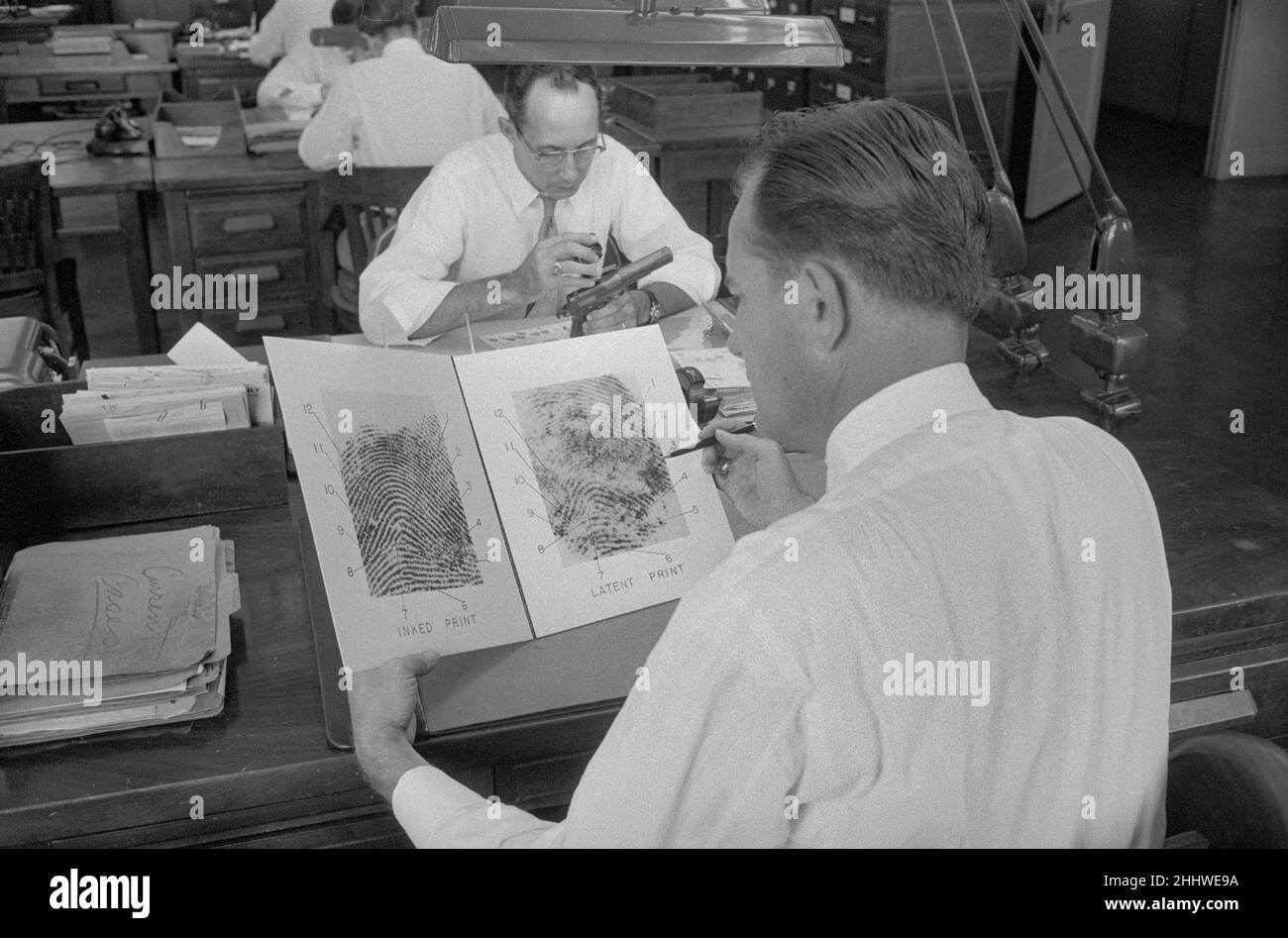 FBI analysts working in the FBI Criminal Files Section - 1957 - Washington, DC Stock Photo