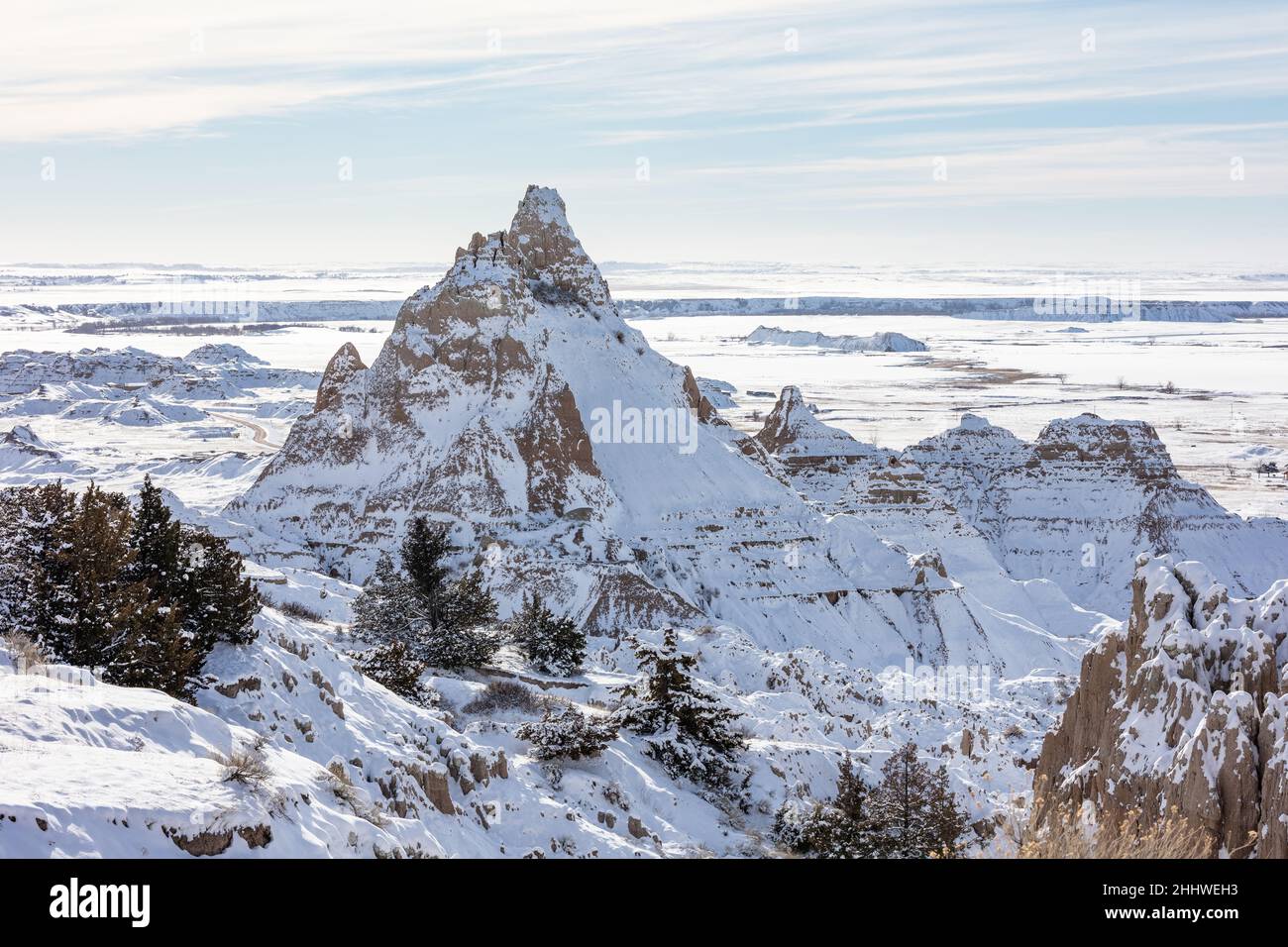 Winter snow in Badlands National Park, South Dakota Stock Photo