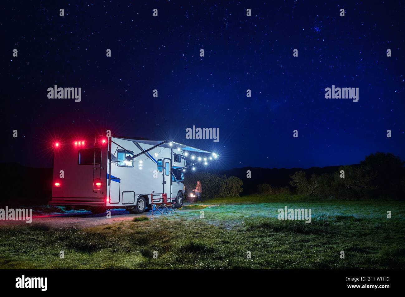 Starry Night Wilderness Boondocking Camping with RV Recreational