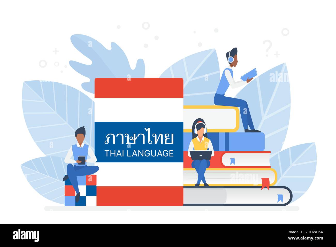 Online Thai language courses, remote school or university concept Stock Vector