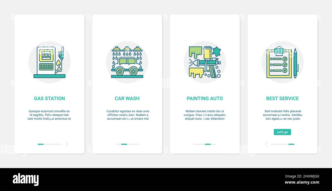 Best care services for car vehicle vector illustration. UX, UI ...