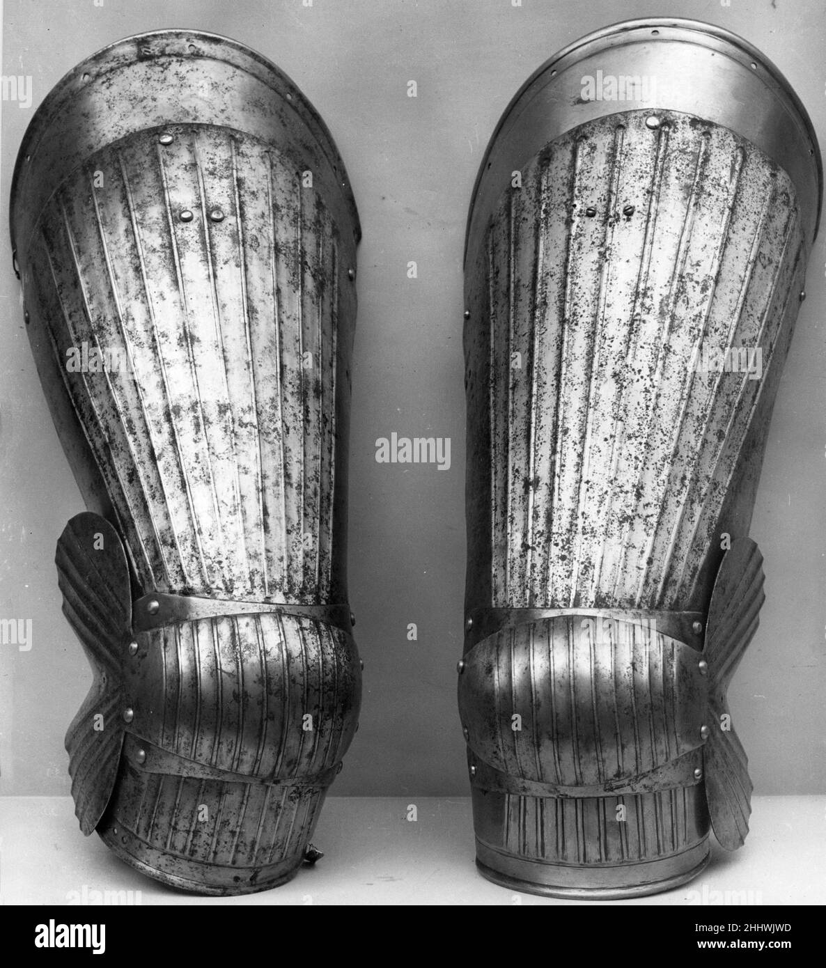 Pair of Thigh and Knee Defenses 16th century German. Pair of Thigh and