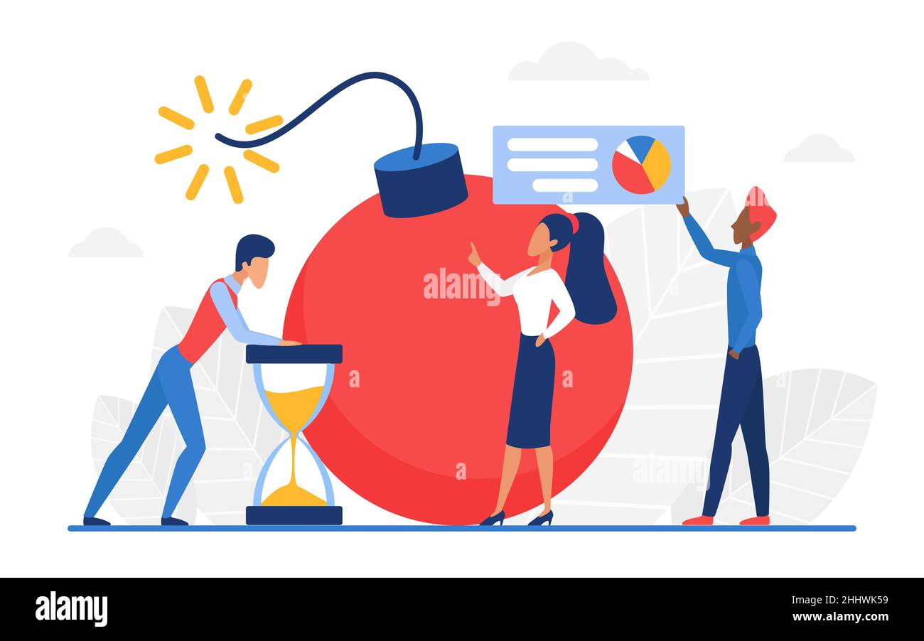 Bomb threat concept vector illustration. Cartoon business people team