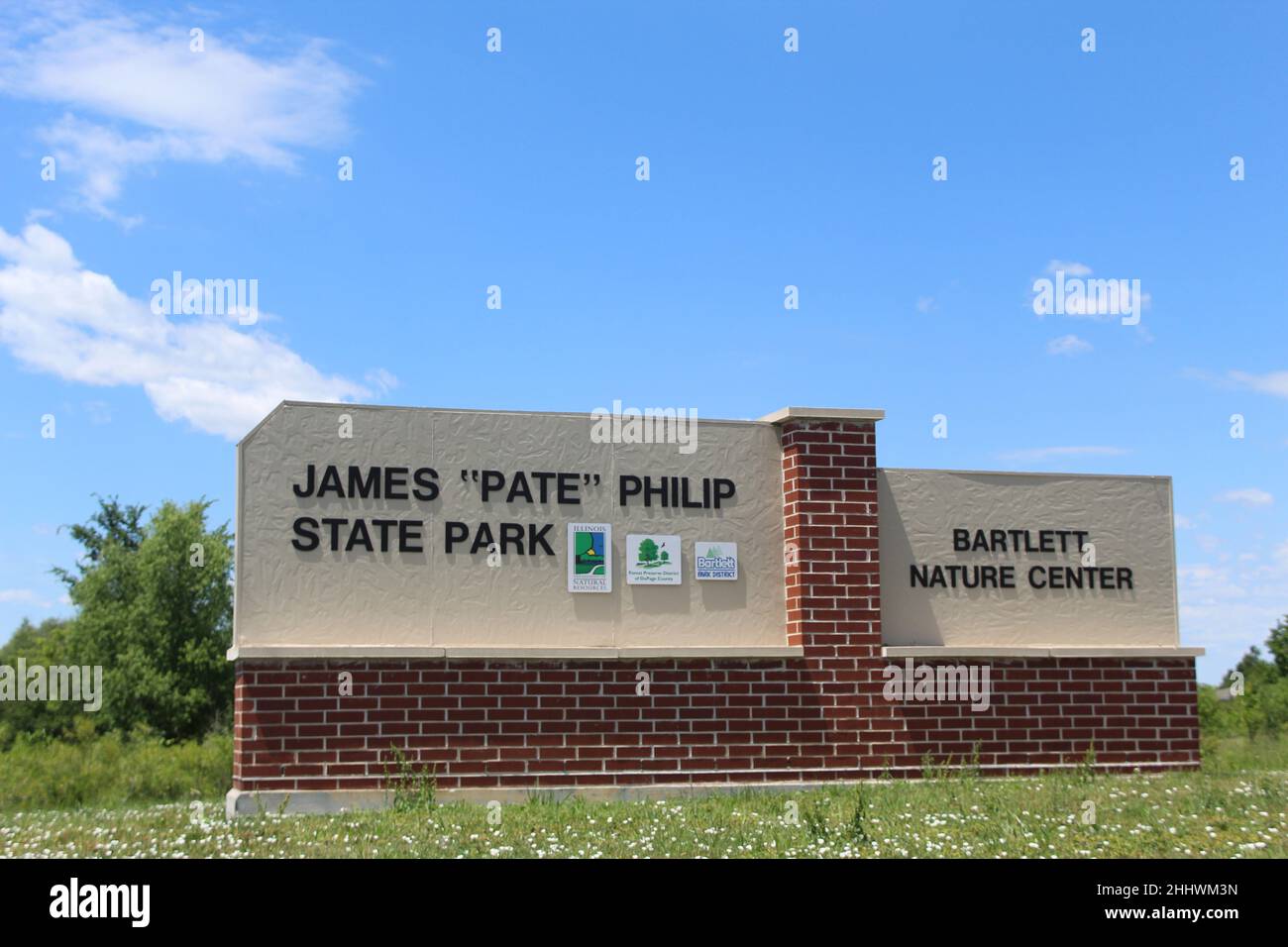 Sign for James 'Pate' Philip State Park in Bartlett, Illinois Stock Photo
