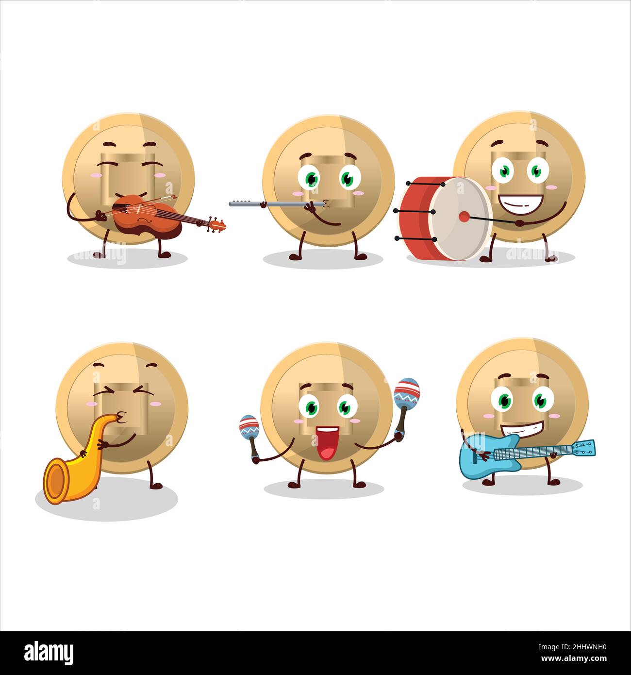 Shan Instrument Cartoon Cartoon character of chinese coin playing some musical instruments ...