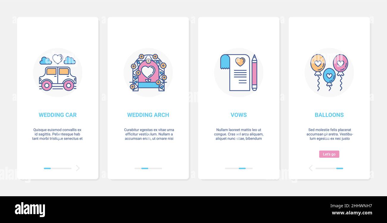 Wedding day party celebration objects vector illustration. UI, UX ...
