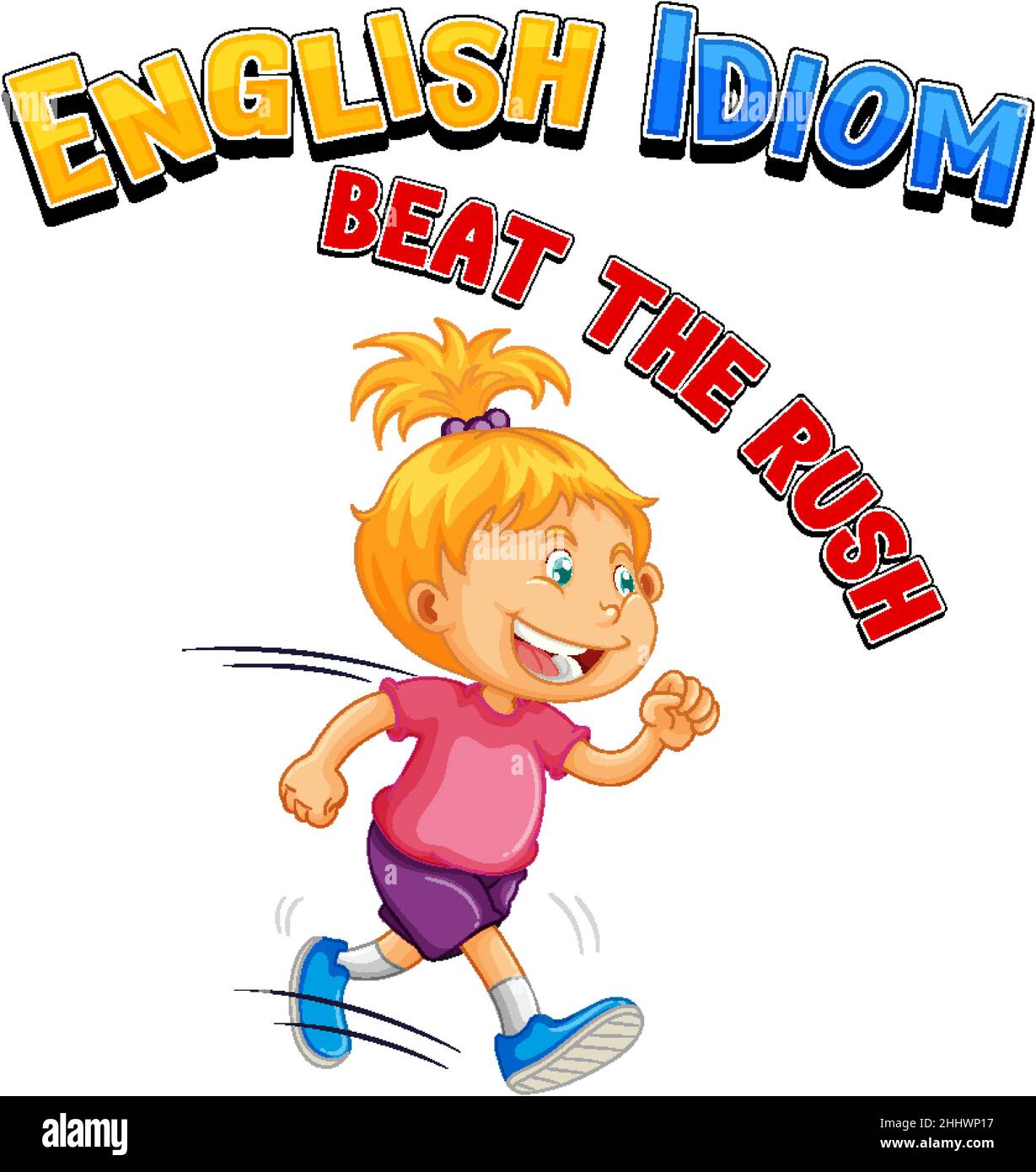 English idiom with picture description for beat the rush illustration