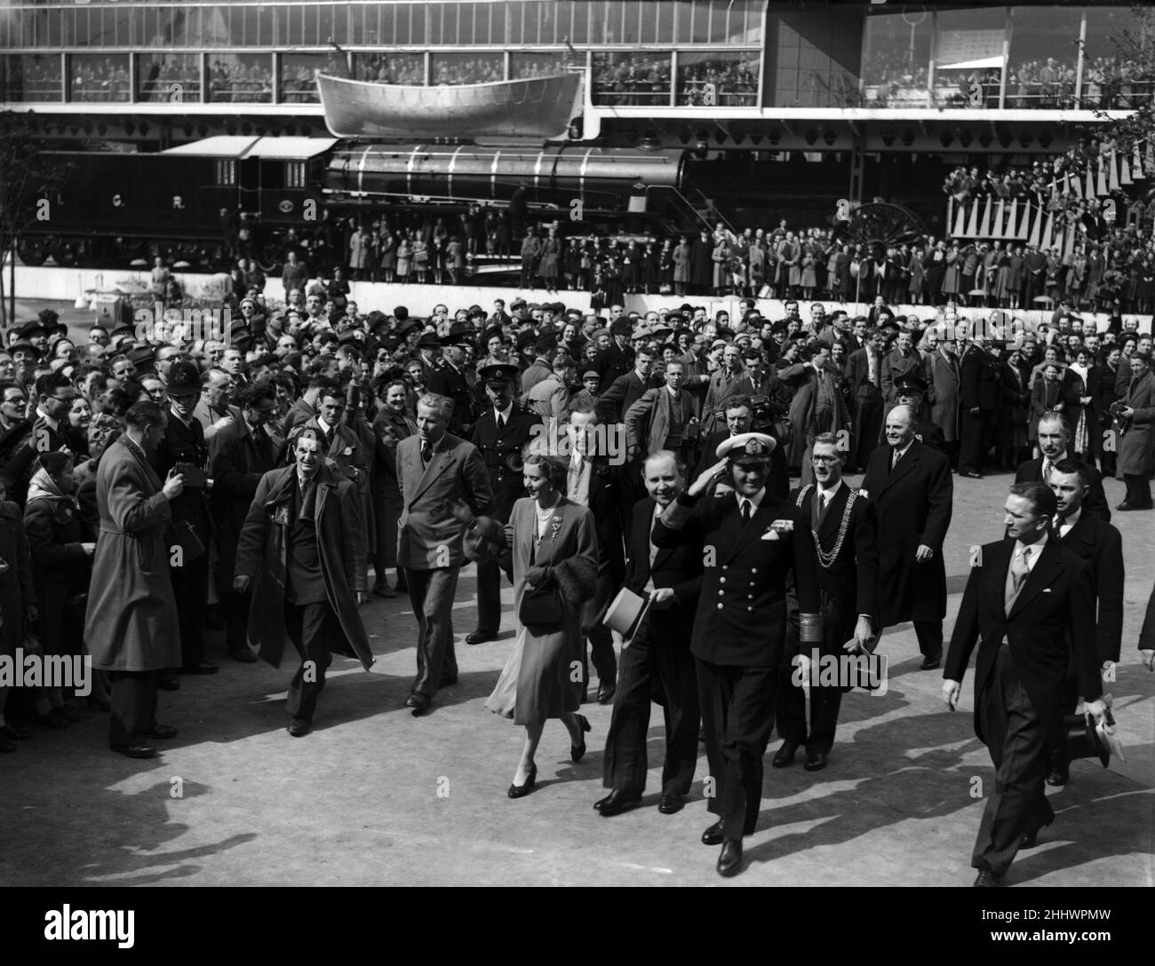 The state visit of King Frederick IX and Queen Ingrid of Denmark. Pictured on their visit to the South Bank Exhibition. 10th May 1951. Stock Photo