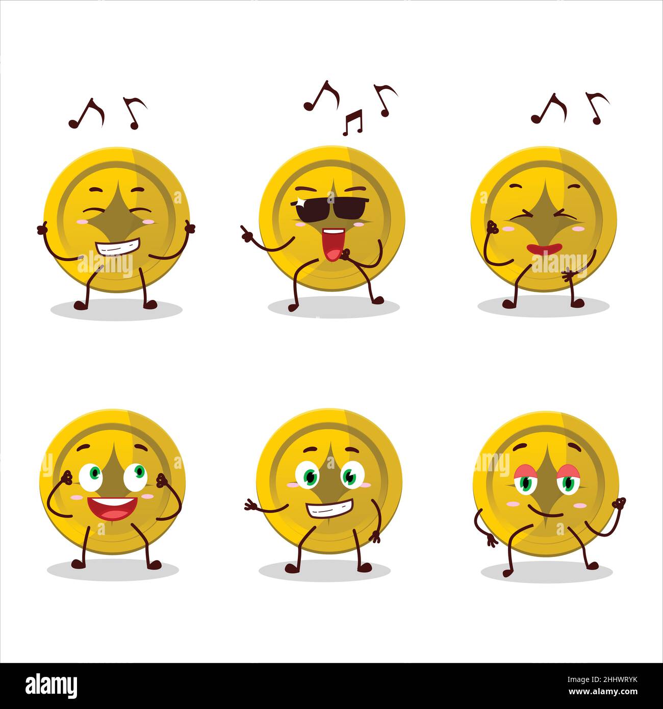 An image of gold coin dancer cartoon character enjoying the music ...