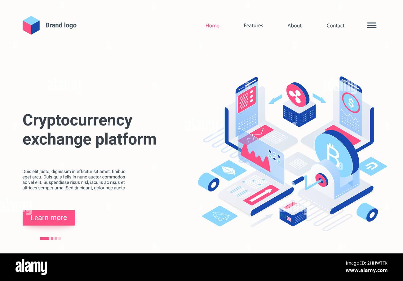 Crypto currency exchange platform isometric vector illustration. Cartoon 3d  digital finance analysis of modern cryptocurrency financial technology, fi  Stock Vector Image & Art - Alamy