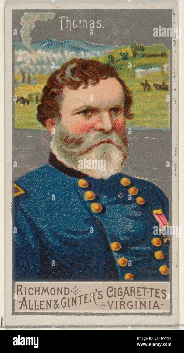 George Henry Thomas, from the Great Generals series (N15) for Allen & Ginter Cigarettes Brands 1888 Allen & Ginter American Trade cards from the 'Great Generals' series (N15), issued in 1888 in a set of 50 cards to promote Allen & Ginter brand cigarettes.. George Henry Thomas, from the Great Generals series (N15) for Allen & Ginter Cigarettes Brands  408264 Stock Photo