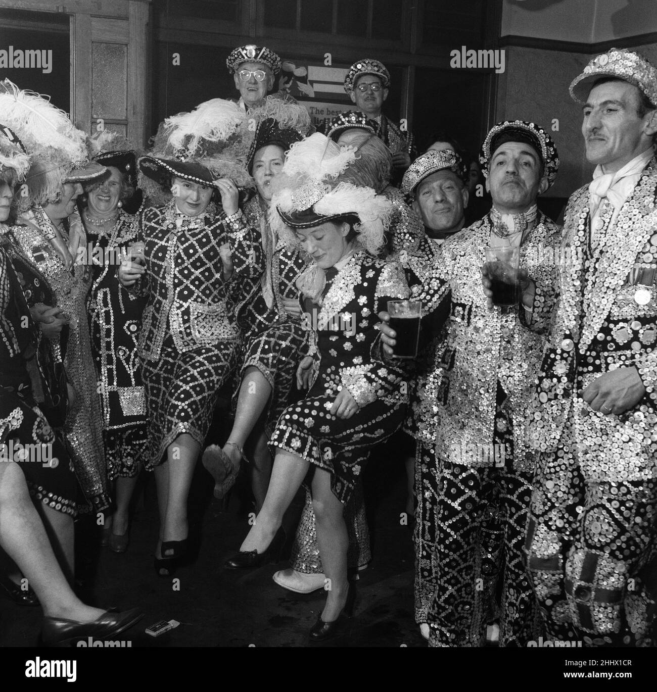 Pearly Kings and Queens celebrating in Hackney, East London. 24th March