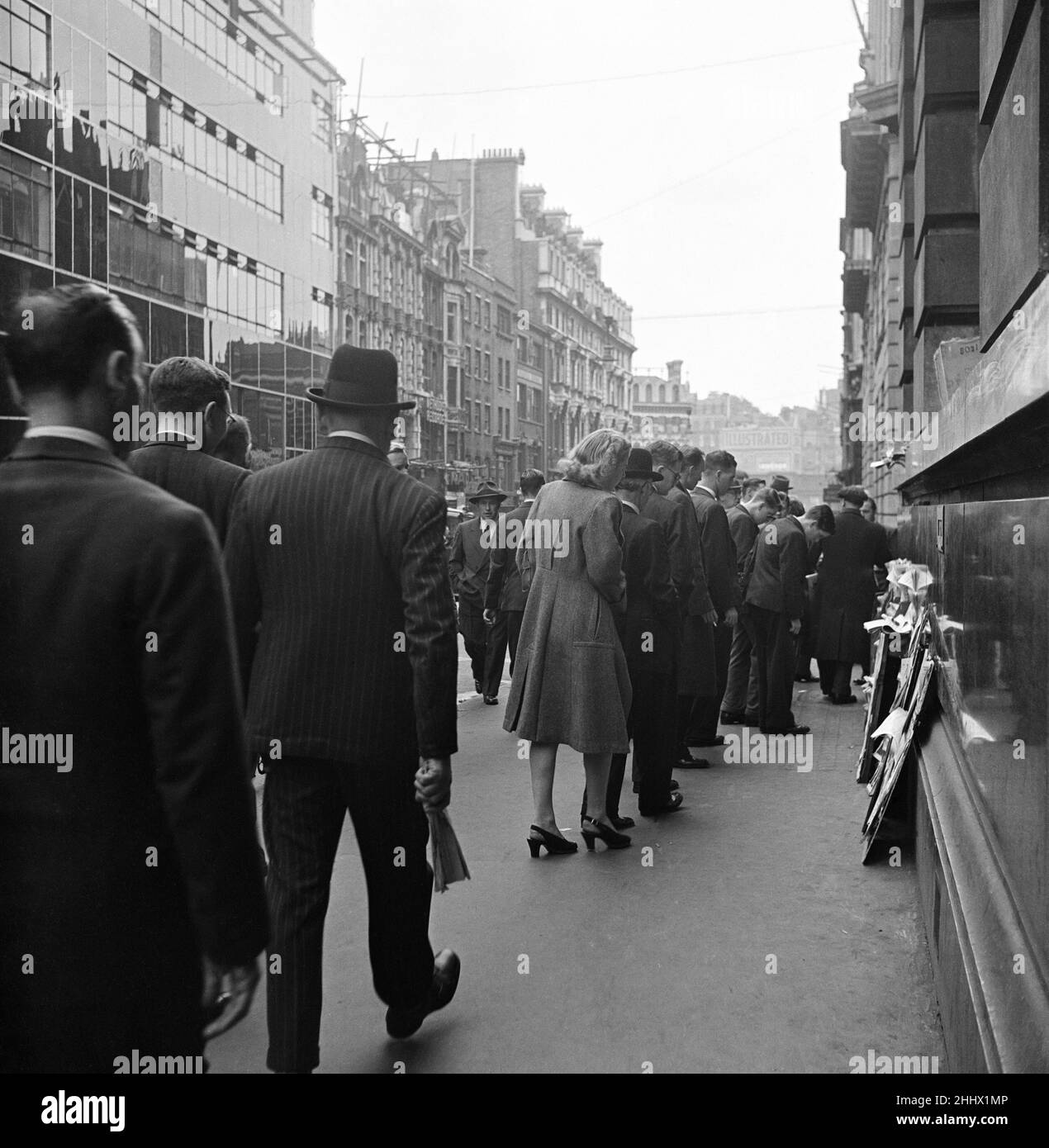 A street scene in London. Circa 1953. Stock Photo