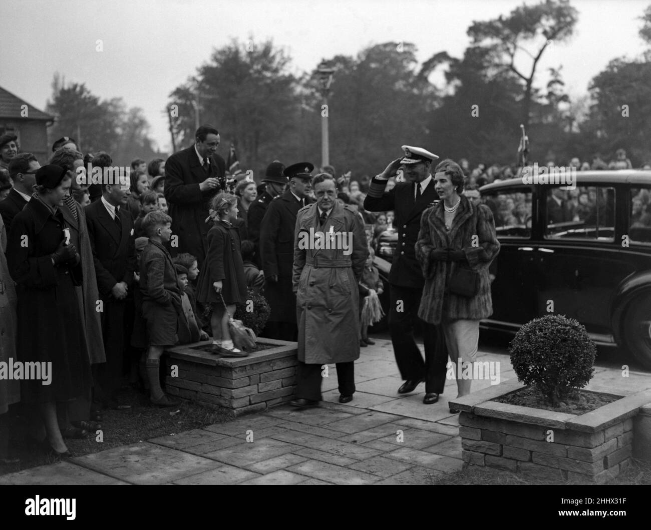 The state visit of King Frederick IX and Queen Ingrid of Denmark. Pictured on their visit to Feltham. 9th May 1951. Stock Photo
