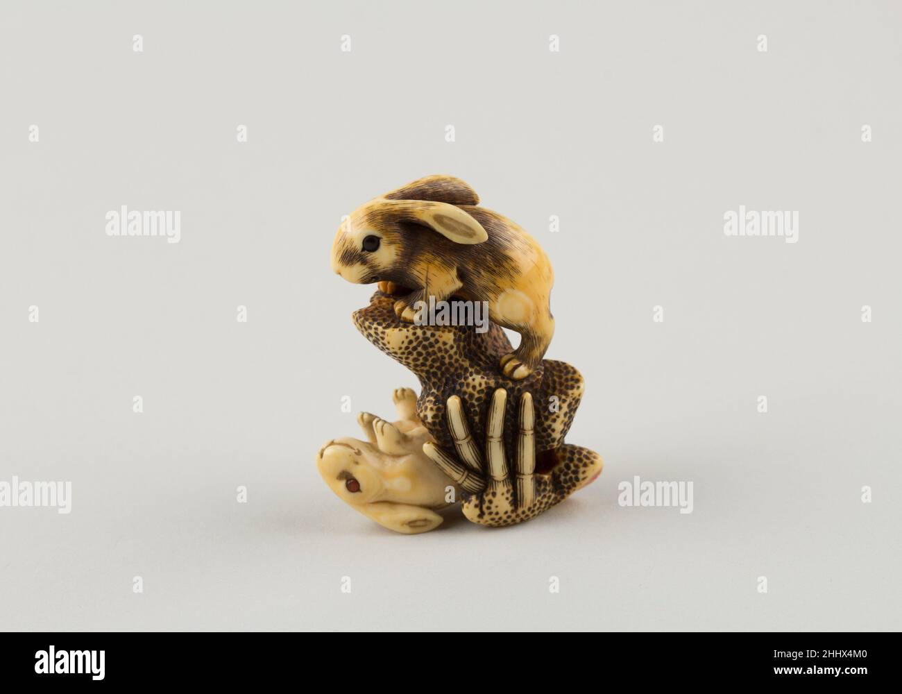Small Rabbit Netsuke Netsuke of Two Rabbits and a Rock 18th century Mitsuharu Japanese ...