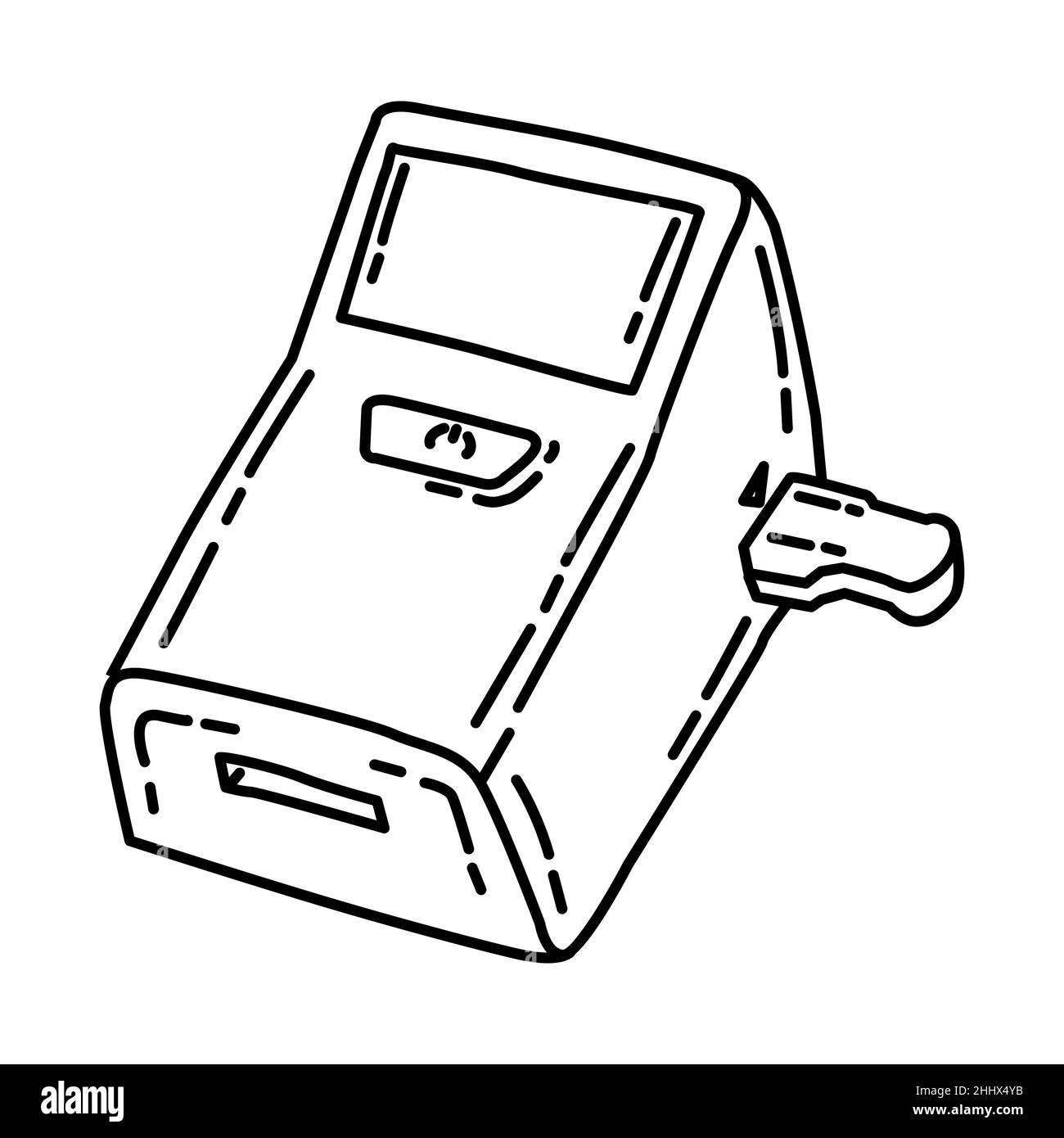 Immunoassay Influenza Diagnosis machine Part of Electronic for Hospital Device Hand Drawn Icon Set Vector. Stock Vector