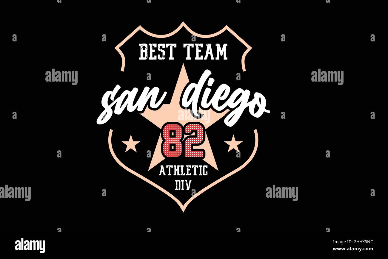 san diego athletic california urban t-shirt monogram text vector template Stock Vector