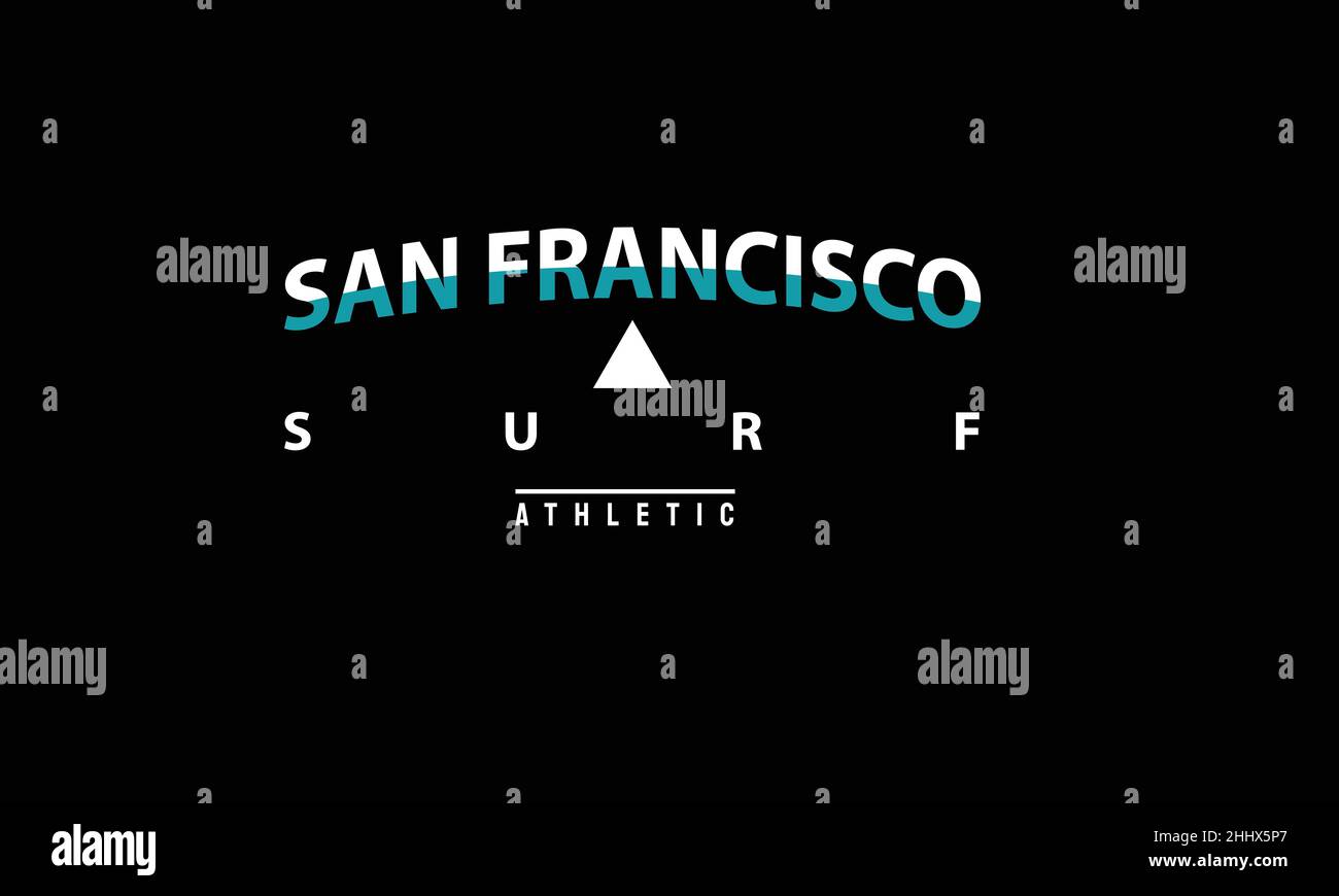 san francisco athletic california urban t-shirt monogram text vector template Stock Vector