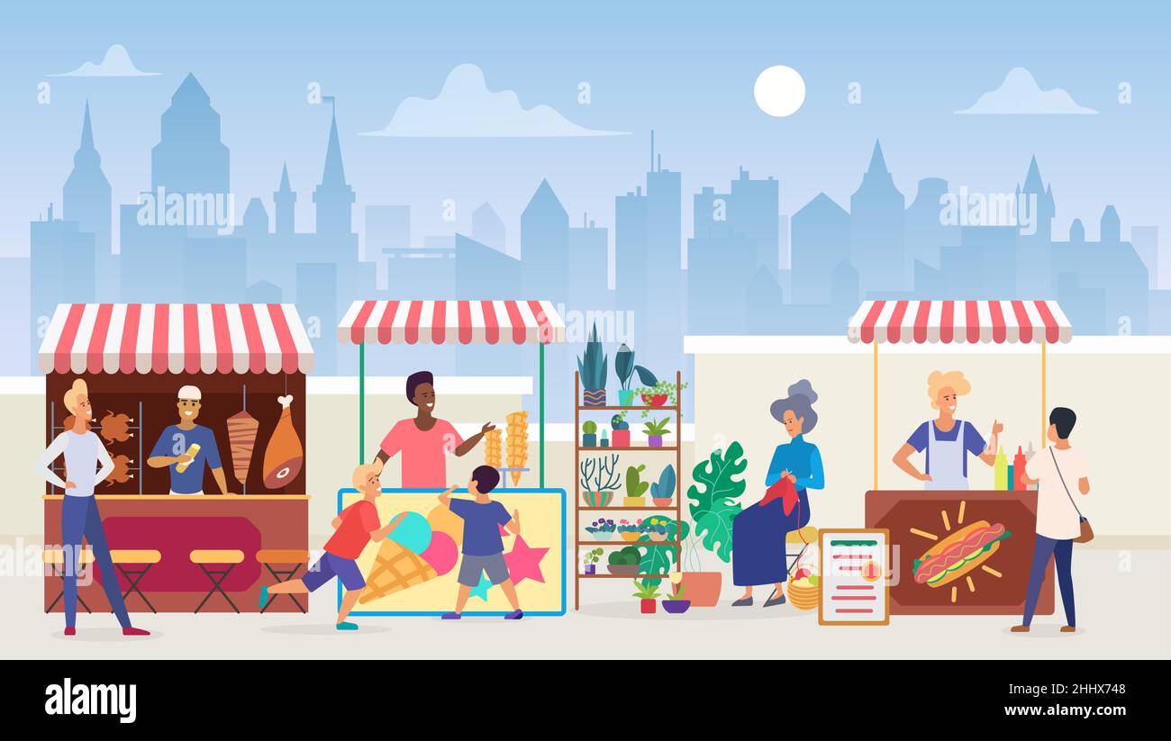 Stall vendor open air Stock Vector Images Alamy