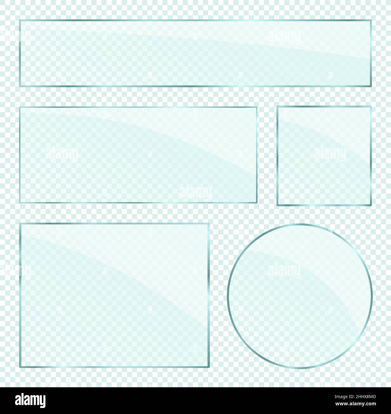 Vector Realistic glass plates layers set on transparent alpha background Stock Vector