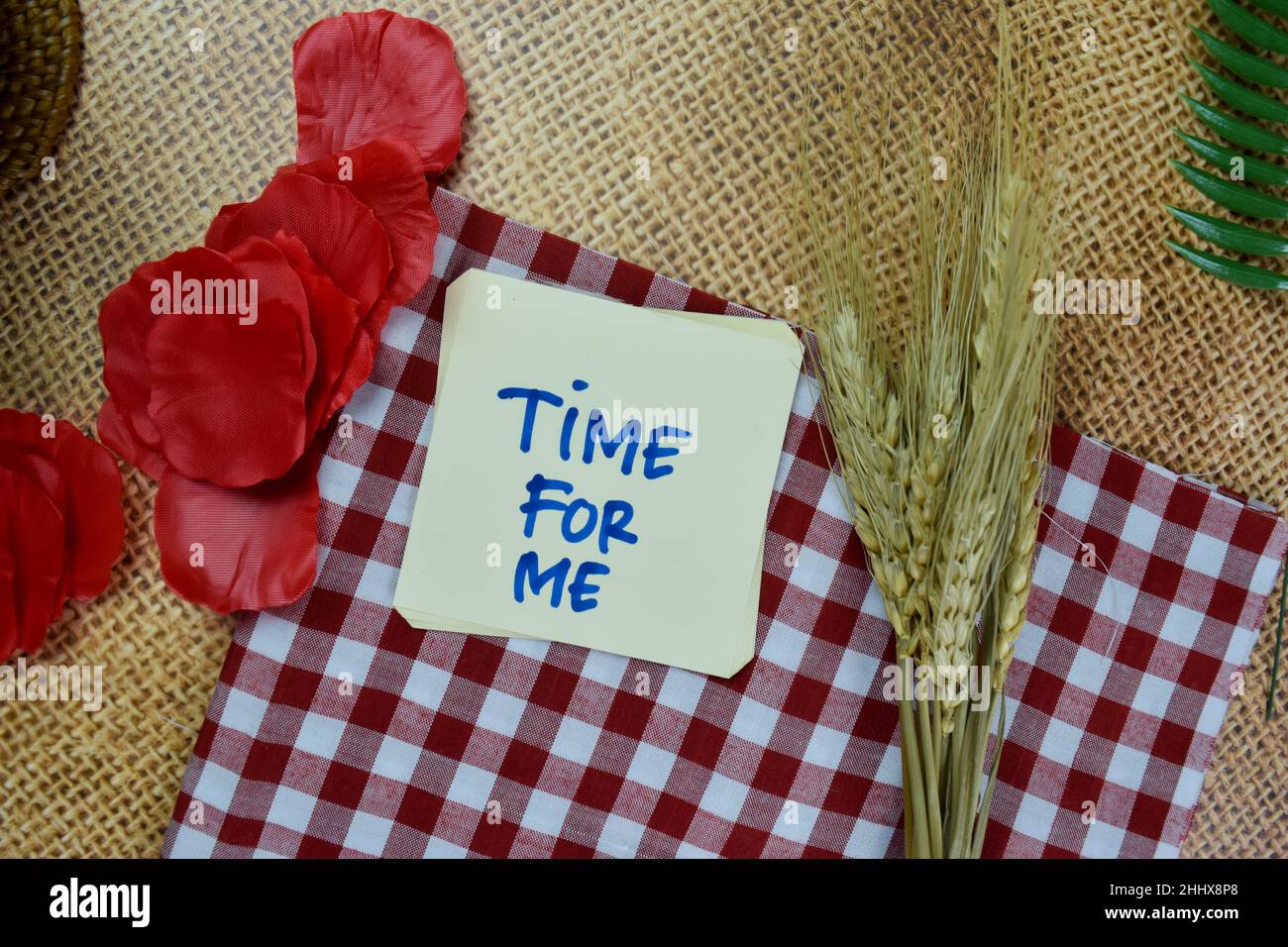 Time For Me write on sticky notes isolated on Wooden Table. Stock Photo