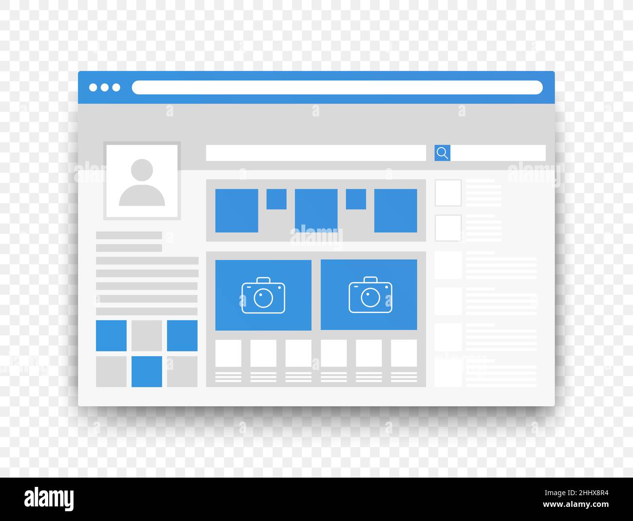 Social network page interface ui concept isolated on transperant alpha background Stock Vector
