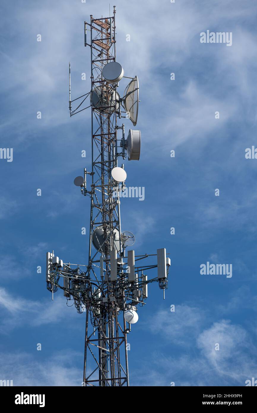 Cell tower in Columbus, Georgia. (USA) Stock Photo