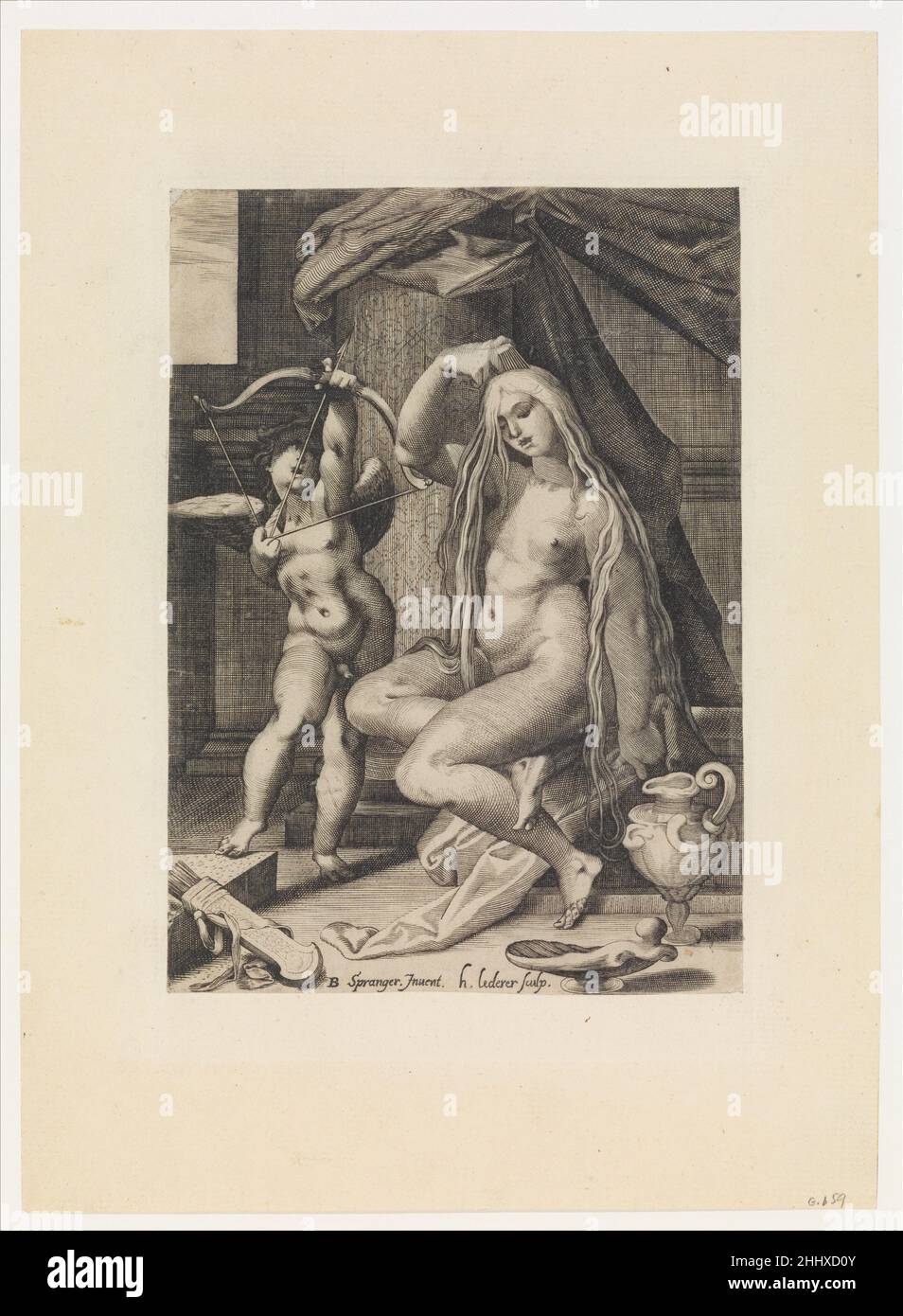 Venus and Cupid 1571–1650 Sadeler, after Bartholomeus Spranger Netherlandish. Venus and Cupid  461613 Stock Photo