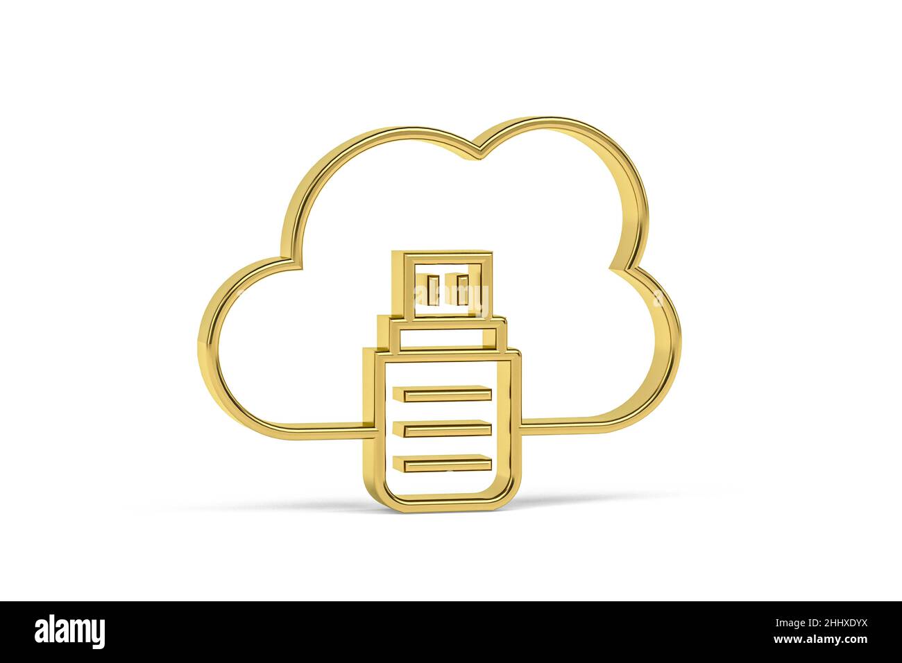 Golden 3d cloud computing icon isolated on white background - 3d render ...