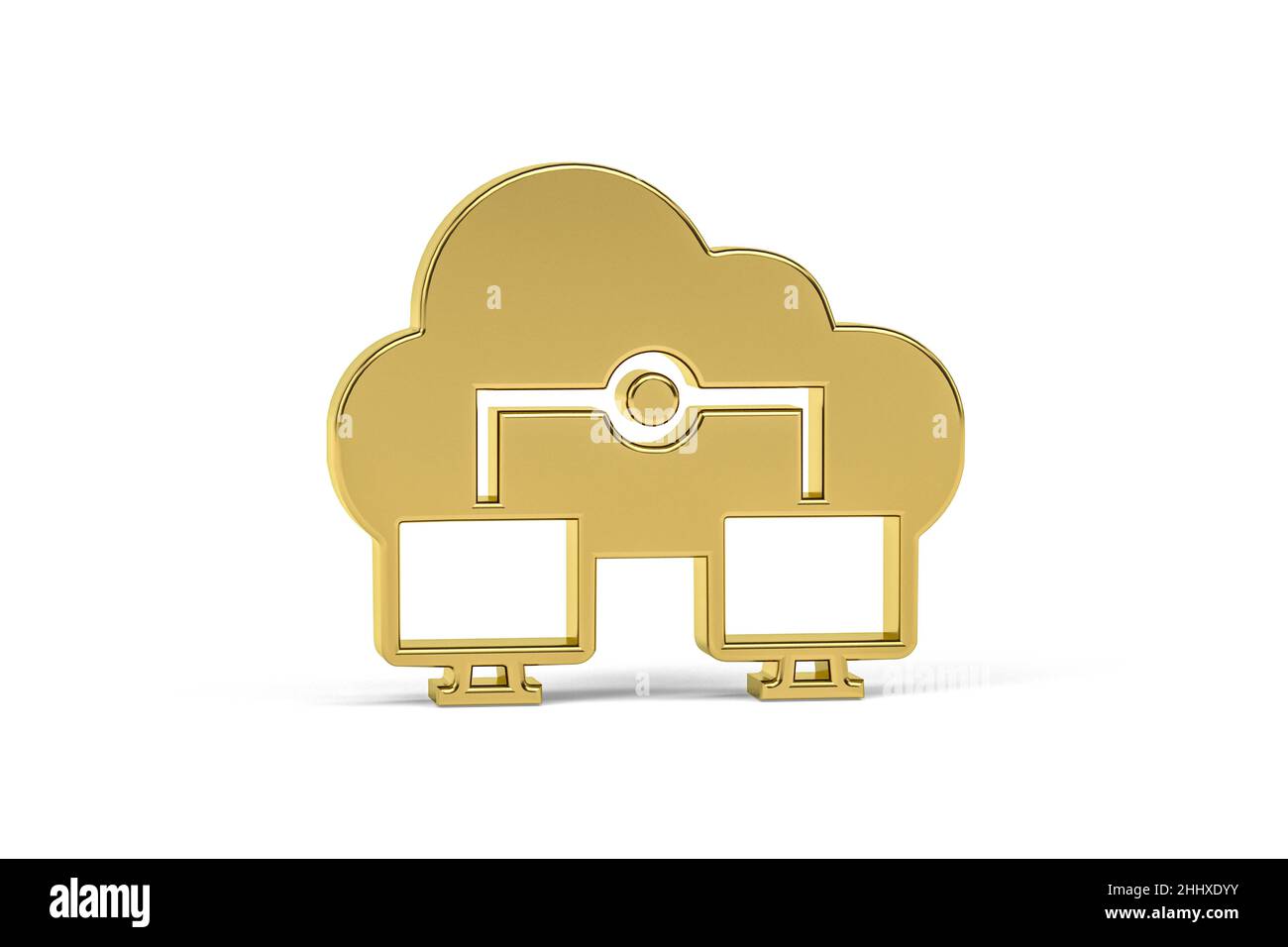Golden 3d cloud computing icon isolated on white background - 3d render ...