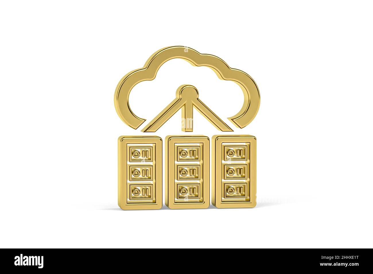 Golden 3d cloud computing icon isolated on white background - 3d render ...