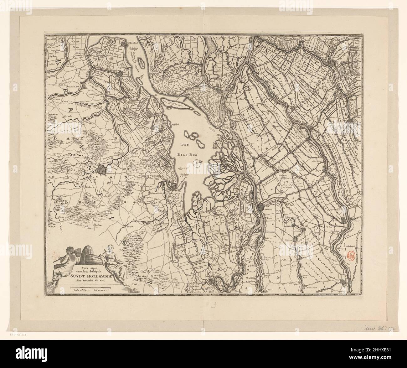 Kaart van een deel van ZuidHolland Nova atque emendata descriptio Suyt Hollandiae (titel op Kaart van een deel van ZuidHolland Nova atque emendata descriptio Suyt Hollandiae (titel op