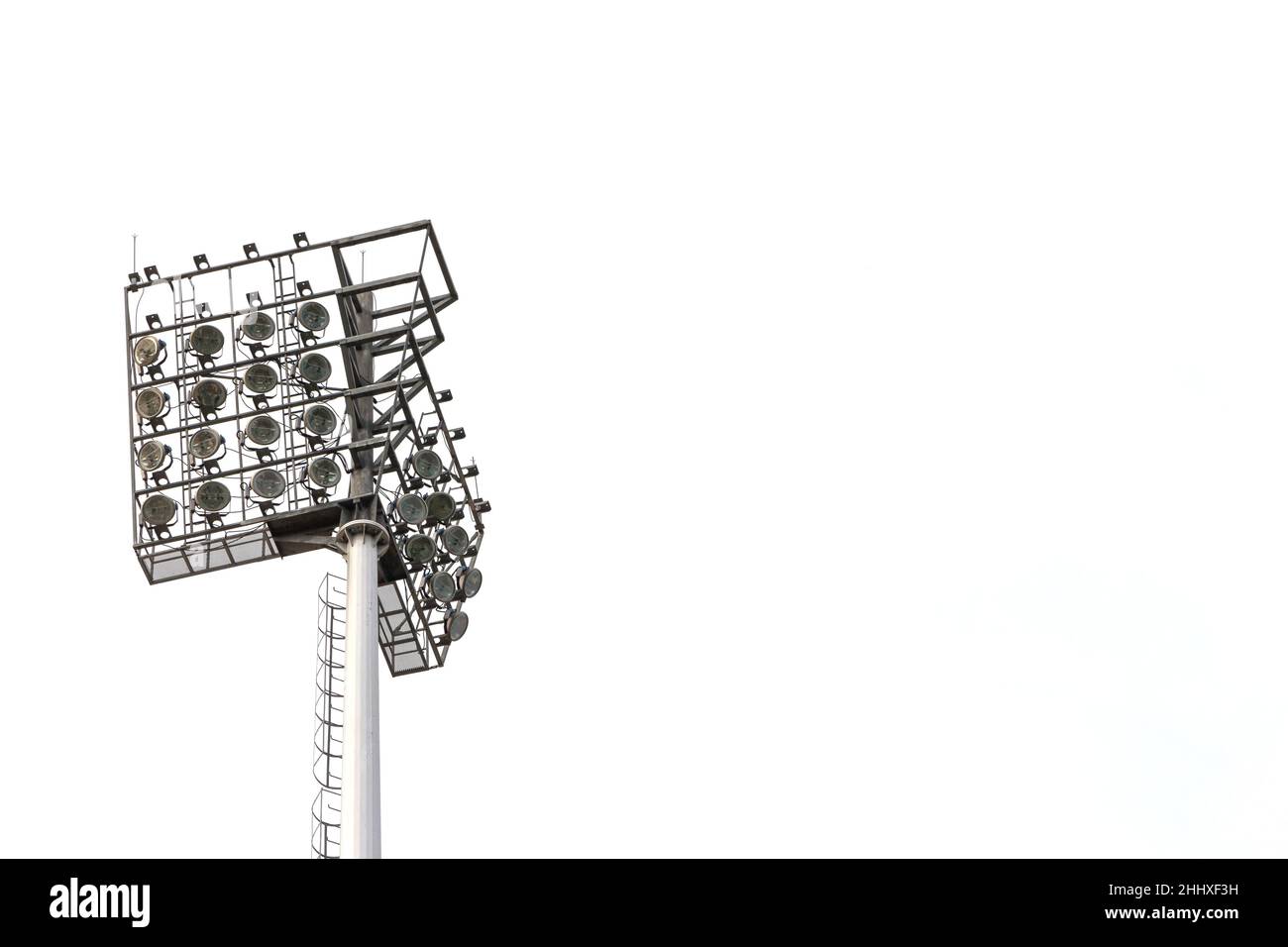 Spotlight on lighting tower of stadium background Stock Photo Alamy