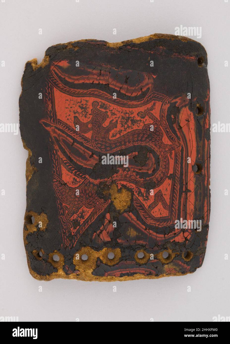 Element from a Lacquered Leather Cuirass 900–1400 Yi or Nuosu, China (Yunnan or Sichuan). Element from a Lacquered Leather Cuirass  26633 Stock Photo