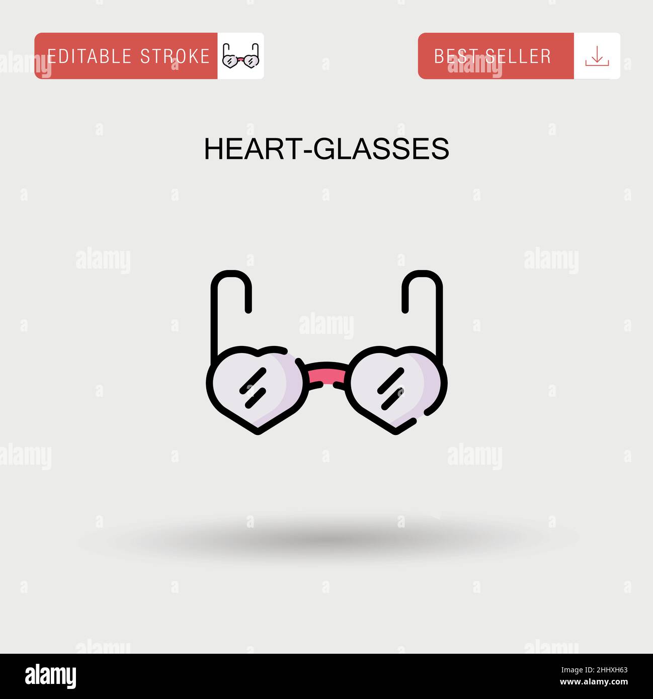 Heart-glasses Simple vector icon. Stock Vector