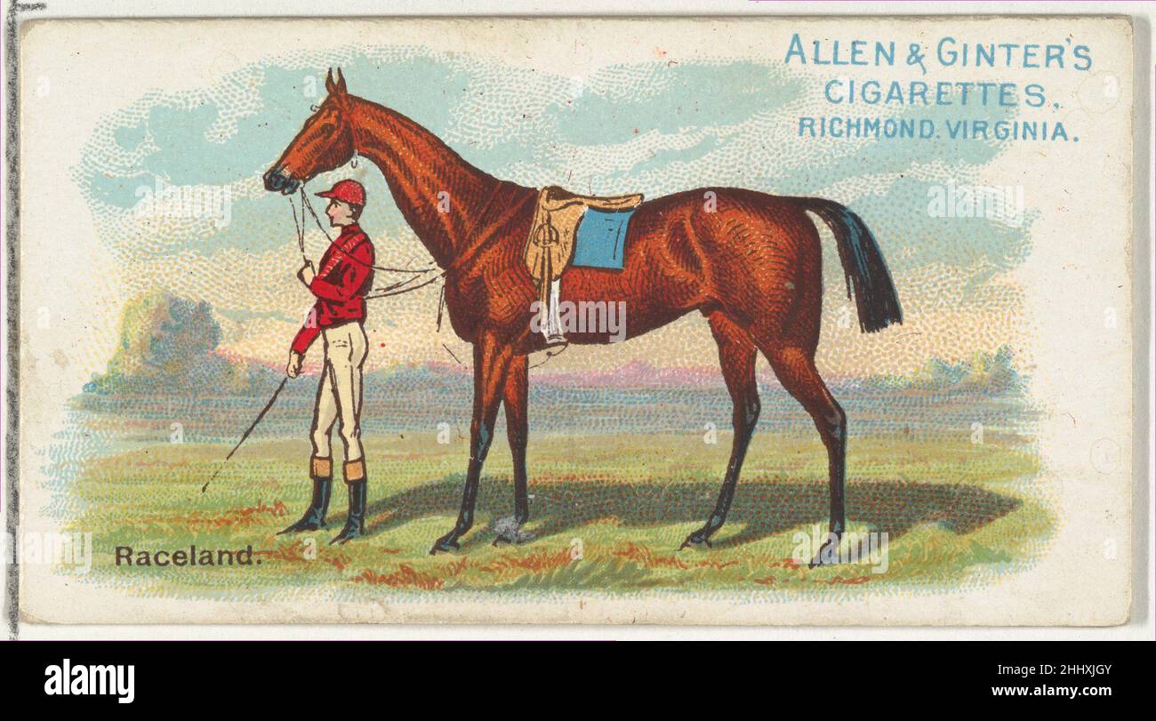 Raceland, from The World's Racers series (N32) for Allen & Ginter Cigarettes 1888 Issued by Allen & Ginter American Trade cards from the 'The World's Racers' series (N32), issued in 1888 in a set of 50 cards to promote Allen & Ginter brand cigarettes.. Raceland, from The World's Racers series (N32) for Allen & Ginter Cigarettes  420318 Stock Photo