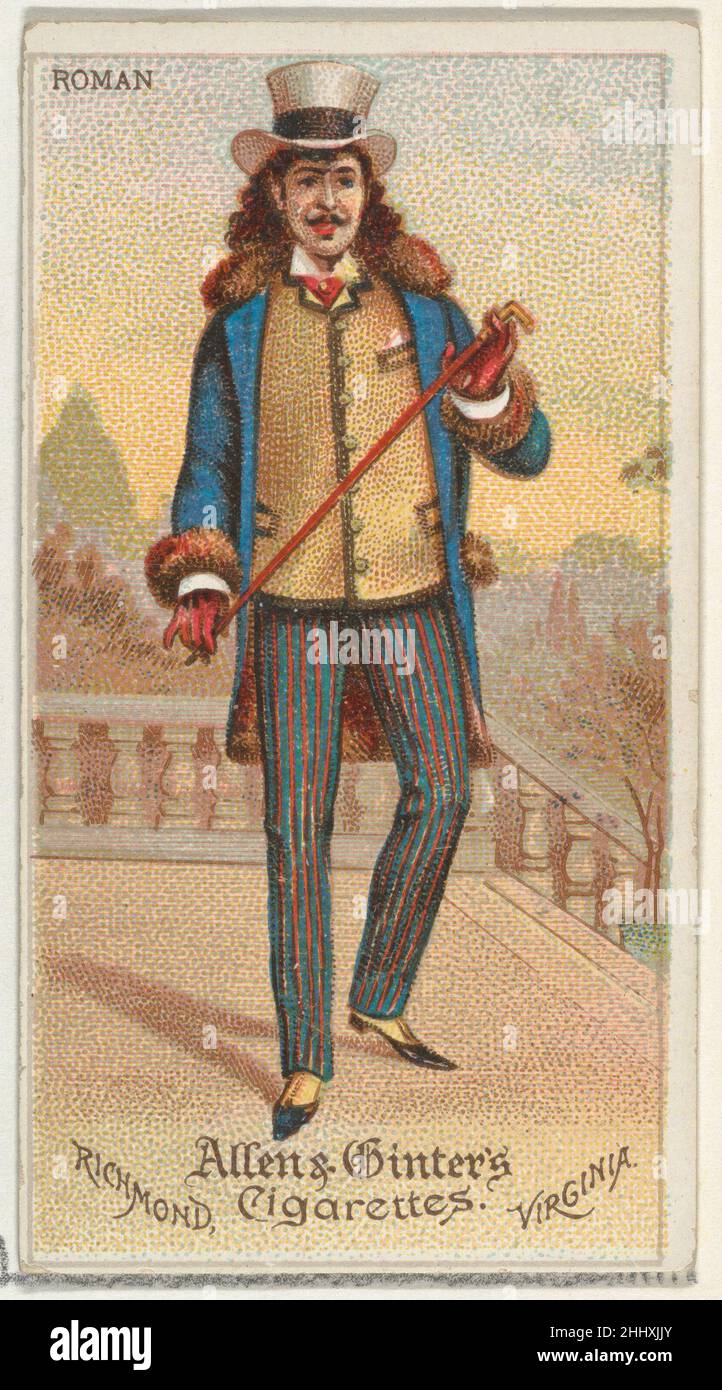 Roman, from World's Dudes series (N31) for Allen & Ginter Cigarettes 1888 Allen & Ginter American Trade cards from the 'World's Dudes' series (N31), issued in 1888 in a set of 50 cards to promote Allen & Ginter brand cigarettes.. Roman, from World's Dudes series (N31) for Allen & Ginter Cigarettes  411256 Stock Photo