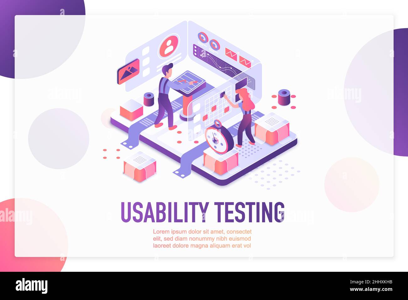 Usability testing isometric landing page vector template. Website ...