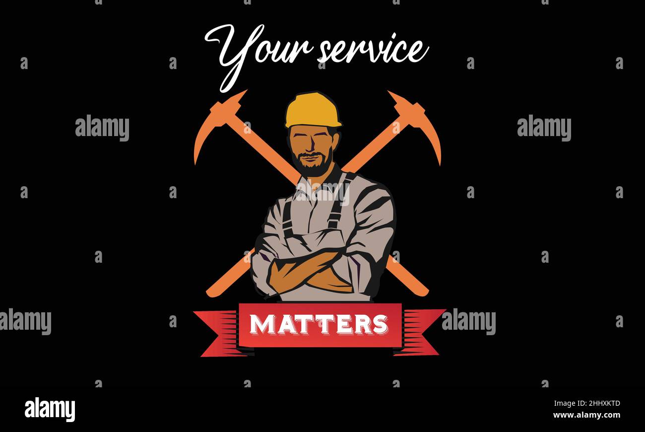 your service matter labors workers design monogram text vector template Stock Vector
