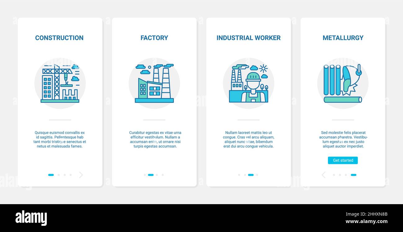 Metallurgy industry, plant construction vector illustration. UX, UI ...