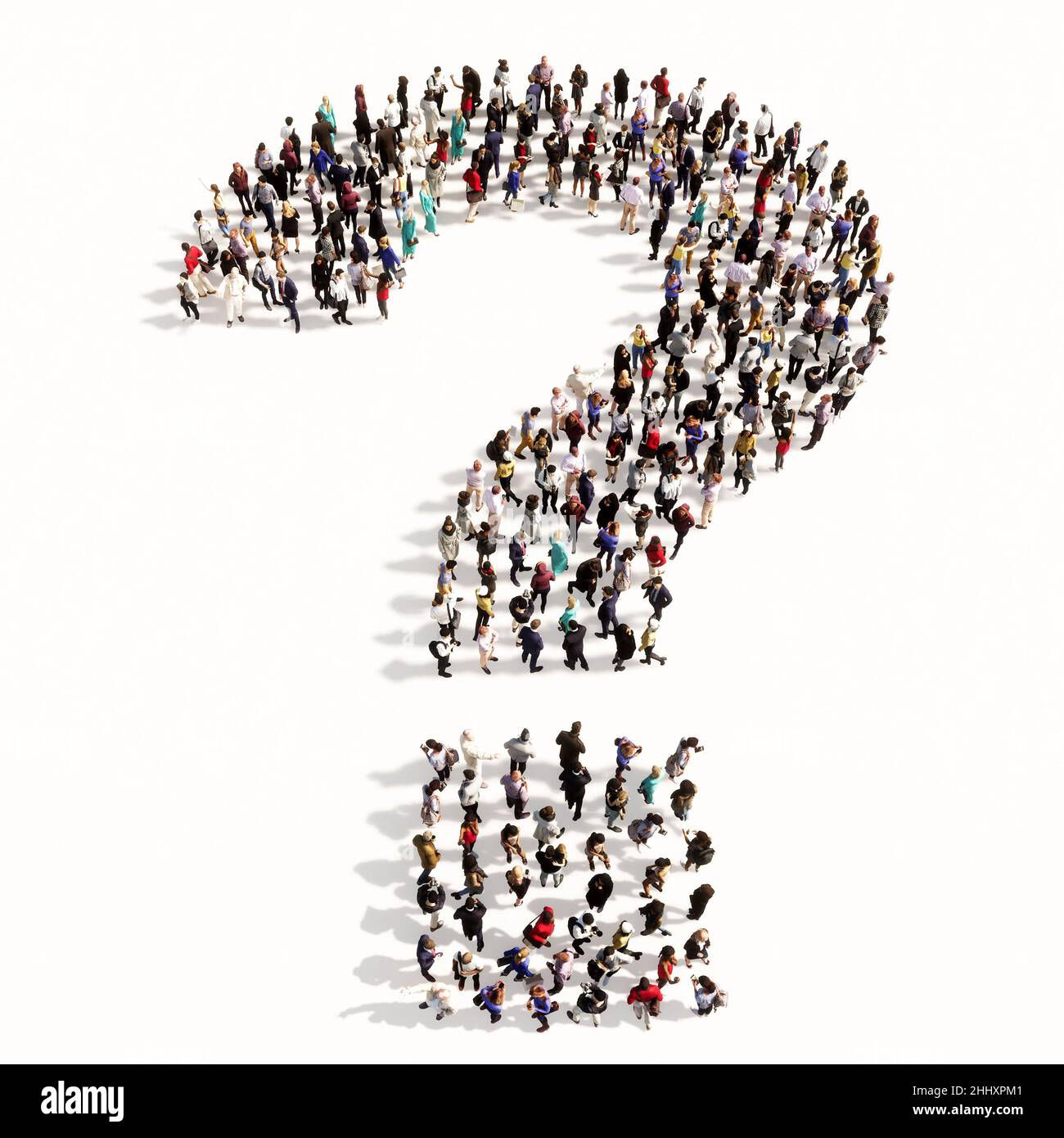 Concept conceptual large community of people forming the question mark ...